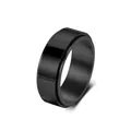 Polished black stainless steel spinner ring for men and women, minimalist band - 13# / 8mm / Black