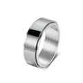 High-quality minimalist silver stainless steel spinning ring with a polished outer finish - 13# / 8mm / Steel