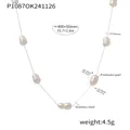 Minimalist stainless steel collar necklace with genuine freshwater pearl detailing - Five-Bead Embellished Necklace Style (P1087) / Steel