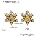 Elegante sneeuwvlok oorknopjes van 18K verguld roestvrij staal met zirkoon en maten - Gouden Sneeuwvlok Zirconia Oorbellen (TXF219)
