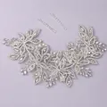 Vigne de cheveux de mariée argentée luxe avec strass et deux épingles à cheveux - Bandeau argenté style forêt HS-J7340S