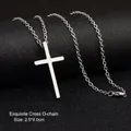 Collier avec pendentif croix minimaliste en acier inoxydable et chaîne en O pour tous - Collier Croix Simple (L134-A)