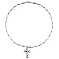 Collier croix en acier titane minimaliste avec une chaîne à maillons pour unisexe - Collier Croix Strass Bambou (L272-A)