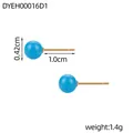 Elegante blauwe bolvormige oorknopjes met gouden stift, 0,42 cm diameter, lichtgewicht - Hemelsblauwe kraalstijl (DYEH00016D1)