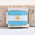 Maillon de breloque italienne en acier inoxydable avec le drapeau de l'Argentine - Drapeau de l'Argentine (MK-64)