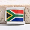 Charm italien drapeau Afrique du Sud en acier inoxydable pour bracelet modulaire DIY. - Drapeau de l'Afrique du Sud (MK-67)