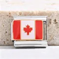 Charm italien en acier inoxydable avec drapeau du Canada pour bracelets personnalisés DIY - Drapeau du Canada (MK-79)