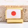 Charme modulaire italien plaqué or avec émail drapeau du Japon pour bracelets DIY - Or - Drapeau du Japon (MK-3344)