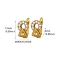 Gold geometric earrings with round and triangle CZ studs showing product dimensions - Round Micro-pave and Triangle Patchwork Style (G126480) / 18K Gold / Gold