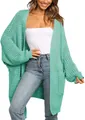 Cárdigan de punto oversize verde menta para mujer con manga larga - Verde / S
