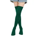 Stylish dark green over the knee thigh high socks for women with fine ribbed texture. - Dark Green #14 / One Size