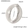 Textured stainless steel open bangle bracelet with lava pattern in silver finish for women - Lava Texture Style (Z499-A) / Steel