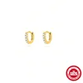 Elegant 18k gold plated S925 sterling silver small hoop earrings with micro pavé stones - Inlaid with White Zirconia / 925 Silver / 5mm / Gold