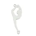 Polished stainless steel gymnast silhouette pendant connector for DIY bracelet making - Gymnast 1 (Pendant Only (Without Chain)) / Silver