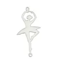 Silver stainless steel ballerina charm connector with double holes for jewelry making - Gymnast 5 (Pendant Only (Without Chain)) / Silver