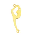 Gold-plated stainless steel gymnast silhouette connector charm for DIY sports bracelets - Gymnast 1 (Pendant Only (Without Chain)) / Gold