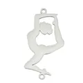 Silver stainless steel yoga dancing gymnast charm connector for bracelet making - Gymnast 2 (Pendant Only (Without Chain)) / Silver