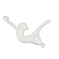 Silver stainless steel gymnastics dancer silhouette connector for DIY charm bracelets - Gymnast 3 (Pendant Only (Without Chain)) / Silver