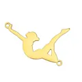 Golden stainless steel gymnast silhouette charm connector for dance-themed jewelry DIY. - Gymnast 3 (Pendant Only (Without Chain)) / Gold