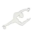 Polished silver stainless steel gymnast dancer link with dual loops for DIY bracelet jewelry - Gymnast 4 (Pendant Only (Without Chain)) / Silver