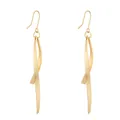 Detailed macro view showing the smooth texture of minimalist gold-tone twisted geometric drop earrings. - Twisted Long Geometric Style (XJE0011)