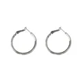Detailed view of minimalist silver hoop earrings showing smooth polished metallic finish - Simple Shiny Silver Hoop Style (XJE0015)