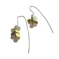 Detailed view of modern mixed metallic teardrop petal dangle earrings with long hook - Multicolor Teardrop Geometric Hook Style (XJE0018)
