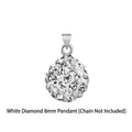 Elegant silver tone 8mm Shamballa sphere pendant with sparkling white pavé crystals - Pendant Only (8mm) / Pendant Only / White