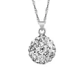 Elegant 8mm Shamballa clear crystal ball pendant with silver water wave chain necklace set - Necklace Set (8mm) / Necklace Set / White