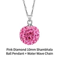Elegante Halskette mit rosa Kristall-Shamballa-Anhänger und 10 mm Wasserwellenkette - Halsketten-Set (10mm) / Halskette Set / Rosa