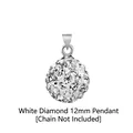 12 mm weißer Kristall Shamballa Kugel Anhänger für Damen ohne Kette - Nur Anhänger (12mm) / Nur Anhänger / Weiß