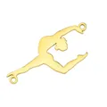 Polished gold gymnast dancer silhouette connector charm in durable stainless steel - Gymnast 4 (Pendant Only (Without Chain)) / Gold