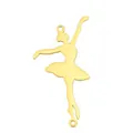 Golden ballerina dancer stainless steel charm with double loops for bracelet DIY jewelry - Gymnast 6 (Pendant Only (Without Chain)) / Gold