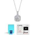 Elegant S925 silver Moissanite pendant necklace with blue LED jewelry box and gift bag - 1 ct / Lab-Grown Diamond with Certificate & LED Gift Box