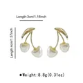 Measurement detail of French Baroque irregular pearl cherry earrings with weight and dimensions - Earrings (E15023) / Gold