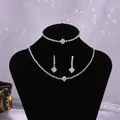 Luxury sparkling silver wedding jewelry set with necklace bracelet and earrings - Versatile 4-Piece Set (NS-J6572S) / Silver