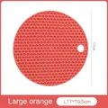 Round orange silicone heat-resistant mat with honeycomb pattern, 17cm diameter - Large (17CM) / Orange