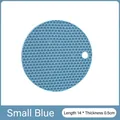Small blue silicone heat-resistant mat with honeycomb pattern, 14cm diameter size - Small (14cm) / Blue