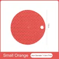 Petit tapis isolant en silicone orange de 14 cm de diamètre avec motif en nid d'abeille - Petit (14cm) / Orange