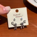 Exquisite silver-toned cloud and star-moon earring set with zircon tassels - Cloud Moon Set / Silver
