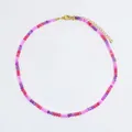 Collana di perle in pietra naturale colorata con chiusura in acciaio placcato oro - Stile perline rosa porpora rosso (22)