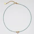 Collana di perline in pietra naturale con ciondolo rosa e catena di estensione dorata - Stile ciondolo a goccia rosa (20)