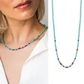 Collana fatta a mano con perle in pietra naturale turchese e rossa, placcata in oro 18k - Stile a giunzione blu e rosso (24)
