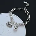 Vintage silver hip-hop chain bracelet with rocking horse and polished ball charms - Rocking Horse & Ball Style (SL0532)