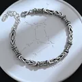 Vintage silver hip-hop bracelet with fleur-de-lis and cross embossed beads - Byzantine Fleur-de-lis Cross Style (SL0576)