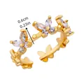 Elegante anello in rame placcato oro con motivi a farfalla e fiori e zirconi trasparenti - Stile Farfalla Floreale con Strass (G125444)