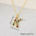 Detail view of colorful zircon letter K pendant necklace with size and weight measurements - Gold K / Pendant Only (Without Chain)