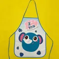 Detail view of cartoon elephant waterproof children's apron for painting and eating - Elephant Pattern (4853638944412) / Blue
