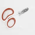 Professionele witte en oranje kattennagelknipper met veiligheidsgat in plastic verpakking - Dubbel Gat / Oranje en Wit