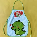 Waterproof children's EVA apron featuring a cute green dinosaur and heart print - Dinosaur Pattern (4993168656269) / Green